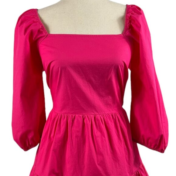 NWOT Adelyn Rae Pink Fuschia Sandi Poplin Tie-Back Mini Dress Size Small - Picture 6 of 11